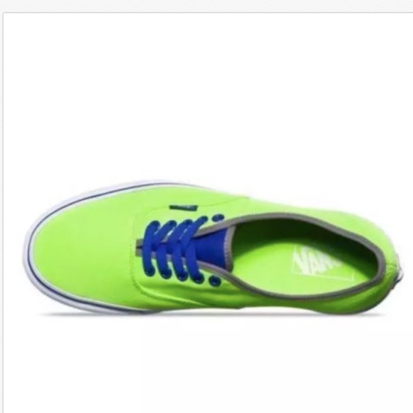 Vans Authentic Brite Neon Green Blue Shoes - Picture 4 of 6